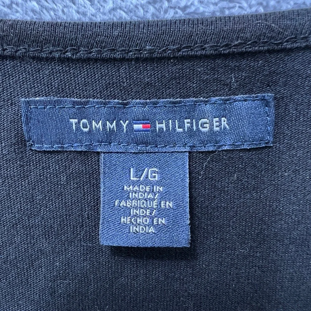 Tommy‎ Hilfiger Black Dress Womens Large Floral Embroidered Sleeveless Casual